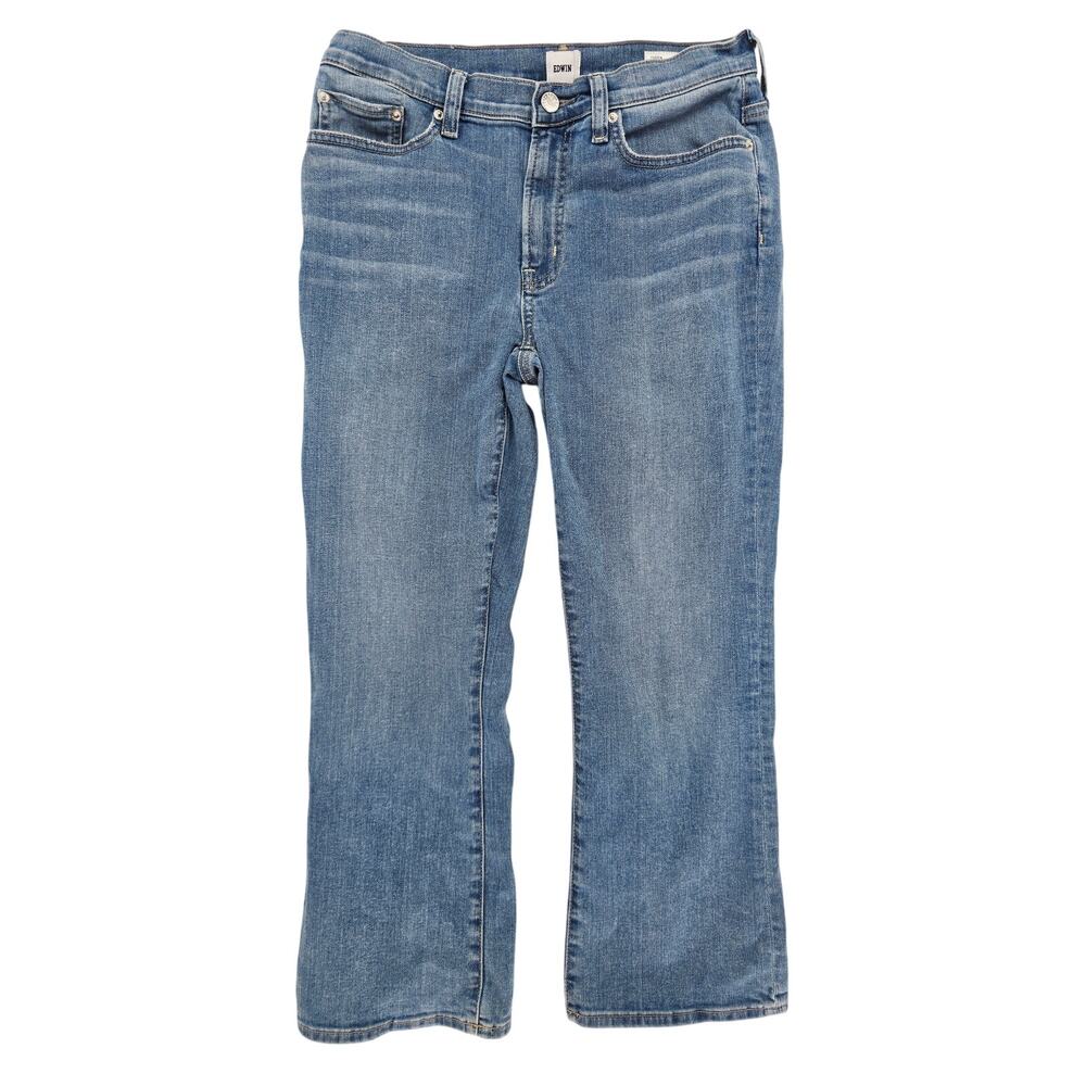Edwin Women's Blue Cassia Mini Boot Cut Crop Jeans 28